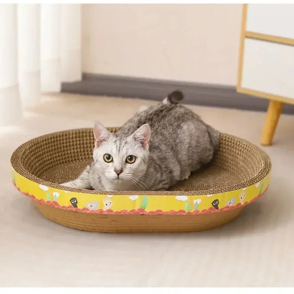 Cat Scratching Board Protect Furniture Grinding Claw Toys Oval Corrugated Paper Wear - resistant Cat Nest Cat AccessoriesHappy TailsHappy Tails