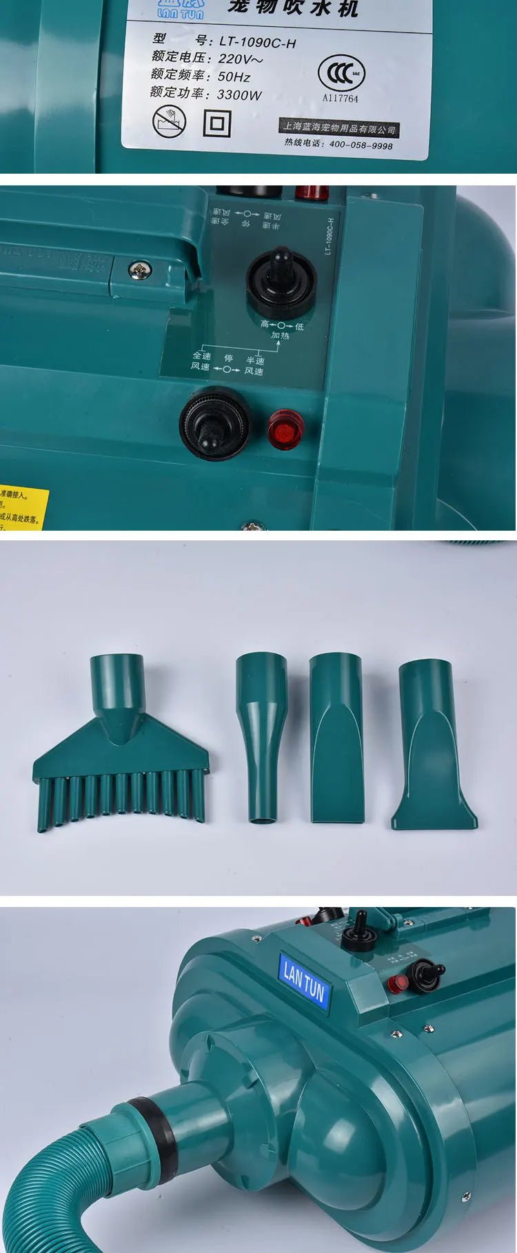 3200W Power Hair Dryer For Dogs Pet Dog Cat Grooming Blower Warm Wind Double Motor Blow - dryer For Small Medium Large Dog DryerHappy TailsHappy Tails