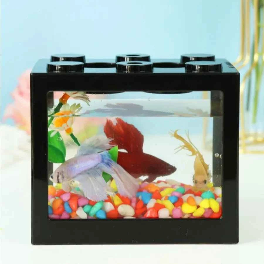 Creative Combinable Ecological Small Fish Tank Mini Aquarium Betta Fishbowl Ant Box Crawler Box DIY Aquarium Landscaping - Happy Tails