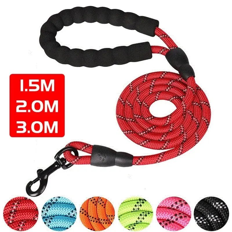 Reflective Dog Leash With Comfortable Padded Handle - Double Heavy Duty Traction Rope For Strong Dogs - Enhance Safety And Contr - Happy Tails