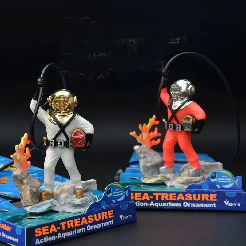 Aquarium Landscaping decoration  Fish Tank Waterscape Treasure Box Air drive Frogman Diver work with air pump accessories - Happy Tails