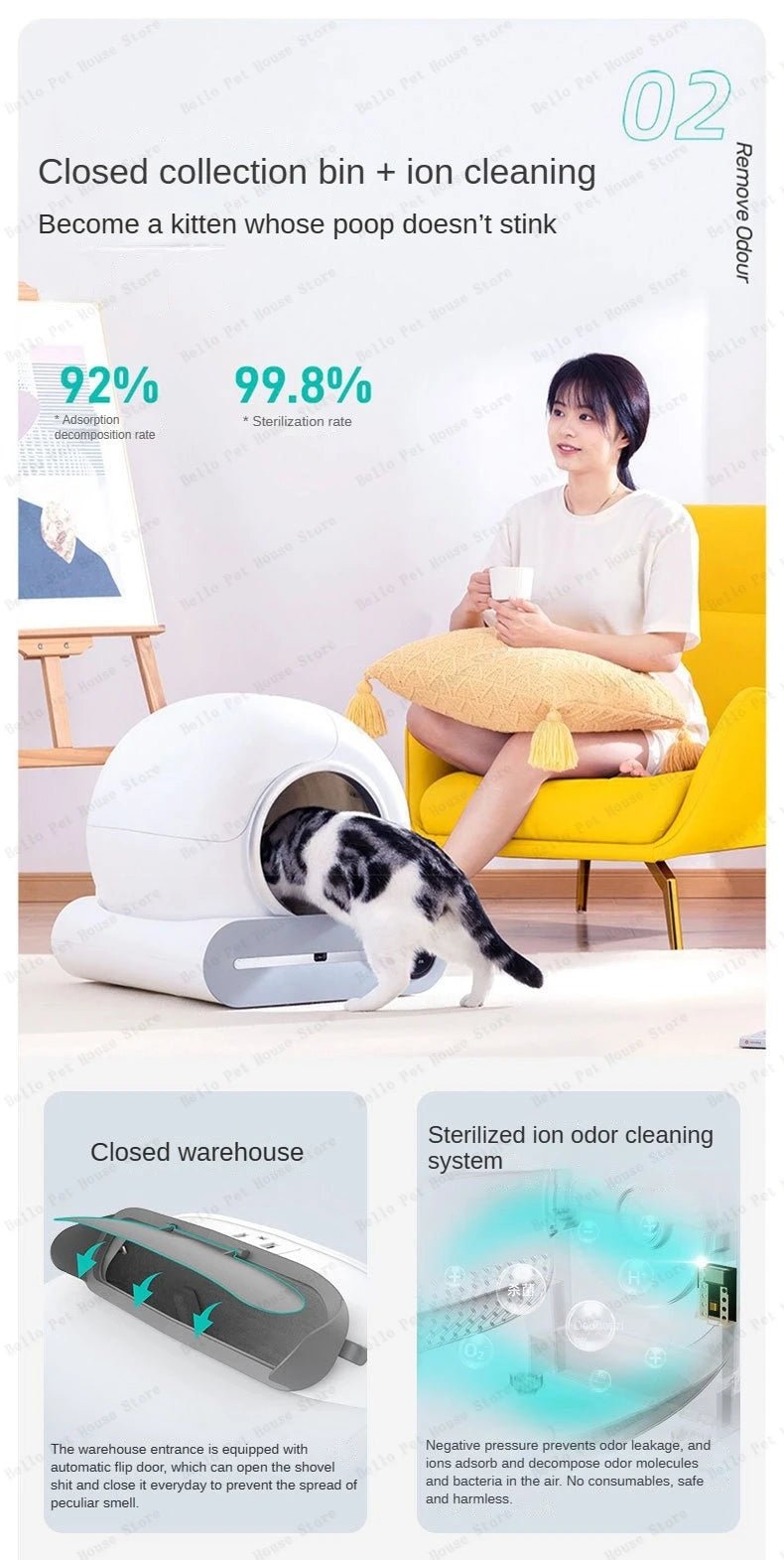 Fully Automatic Electric Large Cat Litter Box - Deodorizing & EnclosedHappy TailsHappy Tails