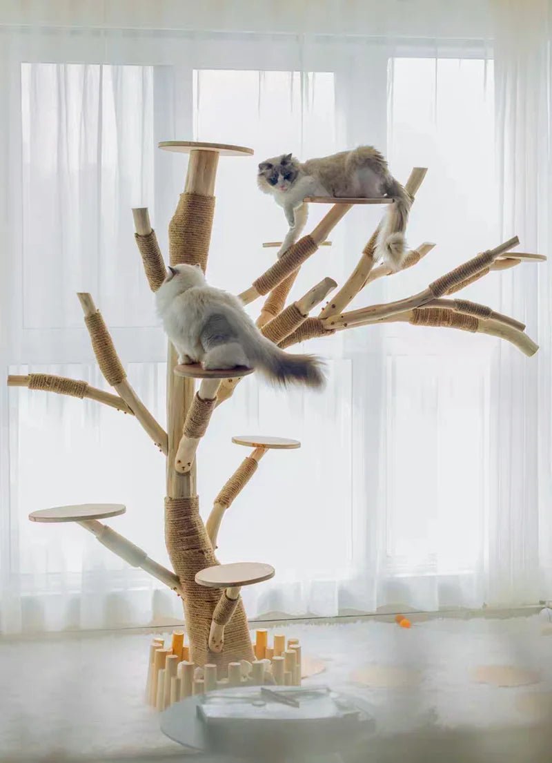 Cat Climbing Cat Nest Cat Tree Scratching Post Twine Solid Wood Pet Products Supplies Scratchers Furniture Multi-Level Plush - Happy Tails