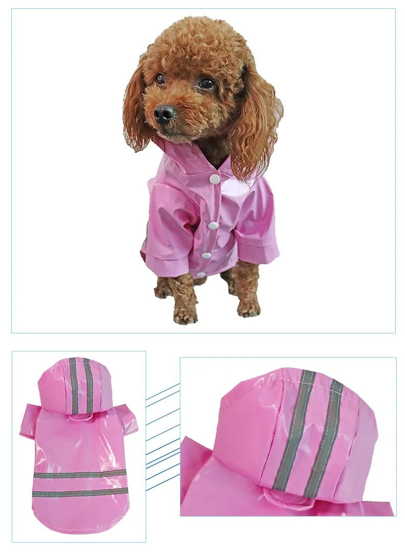 Dog Clothes, Waterproof Jackets, Hooded Raincoats with Reflective Strip, Outdoor Breathable Clothes for Puppies - Happy Tails