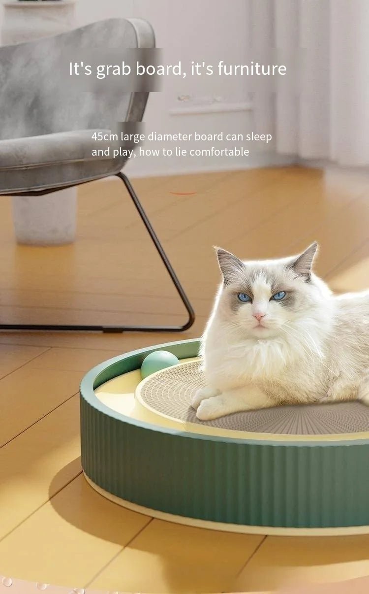 Round Cat Scratching Board Anti Cat Scratcher with Ball Pet Cat Toys Funny Sharpen Nails Scraper Can Replace Nest For Cats - Happy Tails
