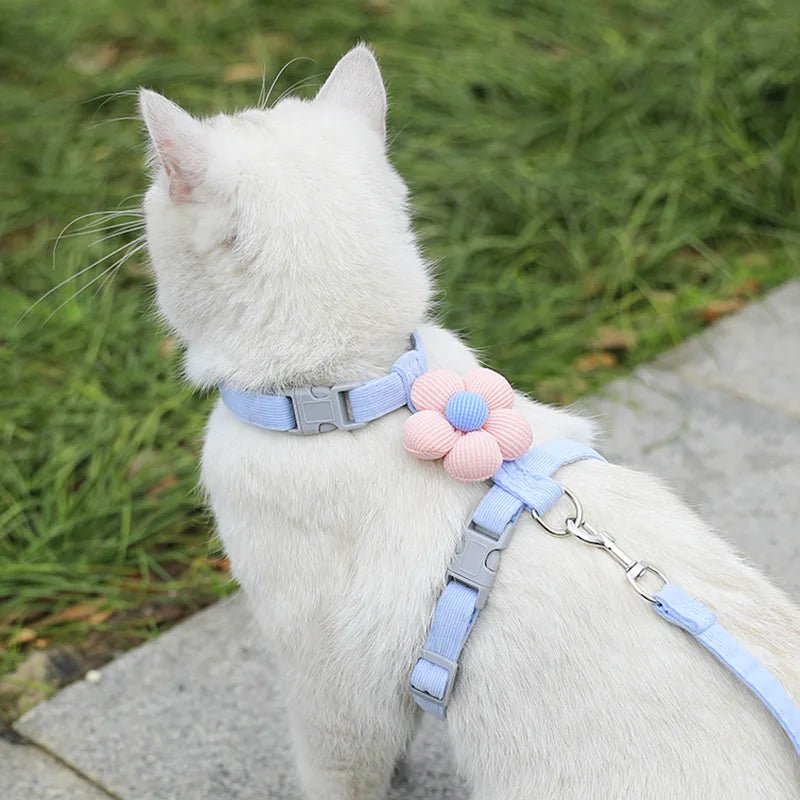Cat Harness and Leash Sets Adjustable Dog Harness for Small Dog Leash Breashable Pet Harness Out Walking Dog Strap - Happy Tails