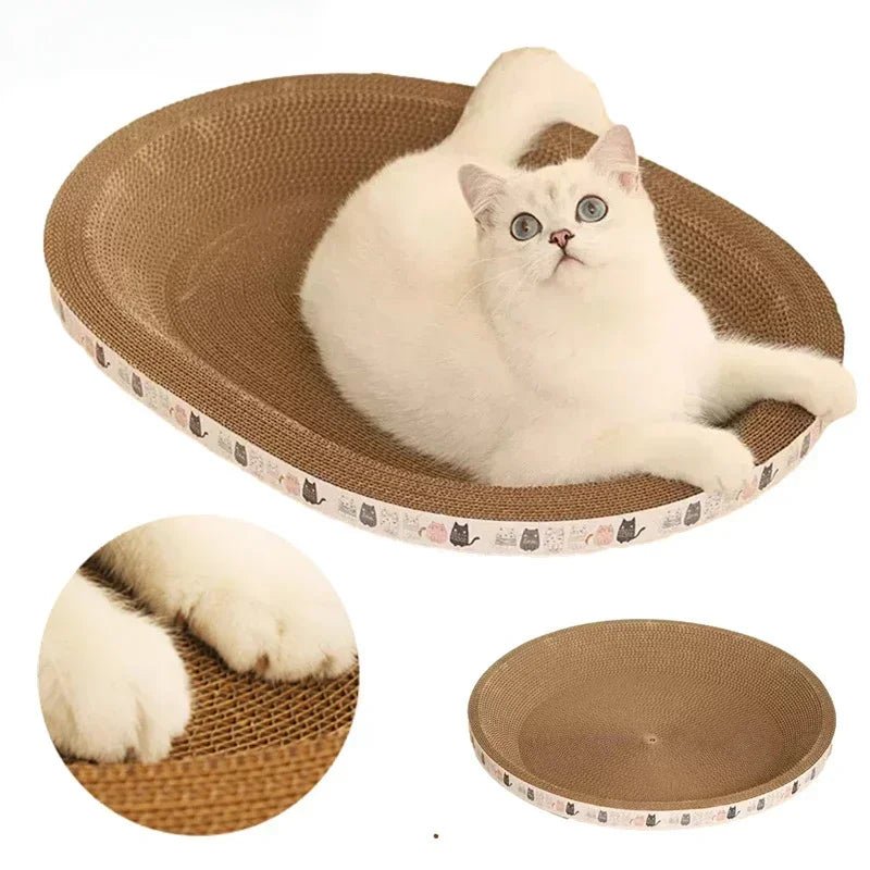 Corrugated Cat Scratcher Cat Scrapers Round Oval Grinding Claw Toys for Cats Wear-Resistant Cat Bed Nest Cat Accessories - Happy Tails