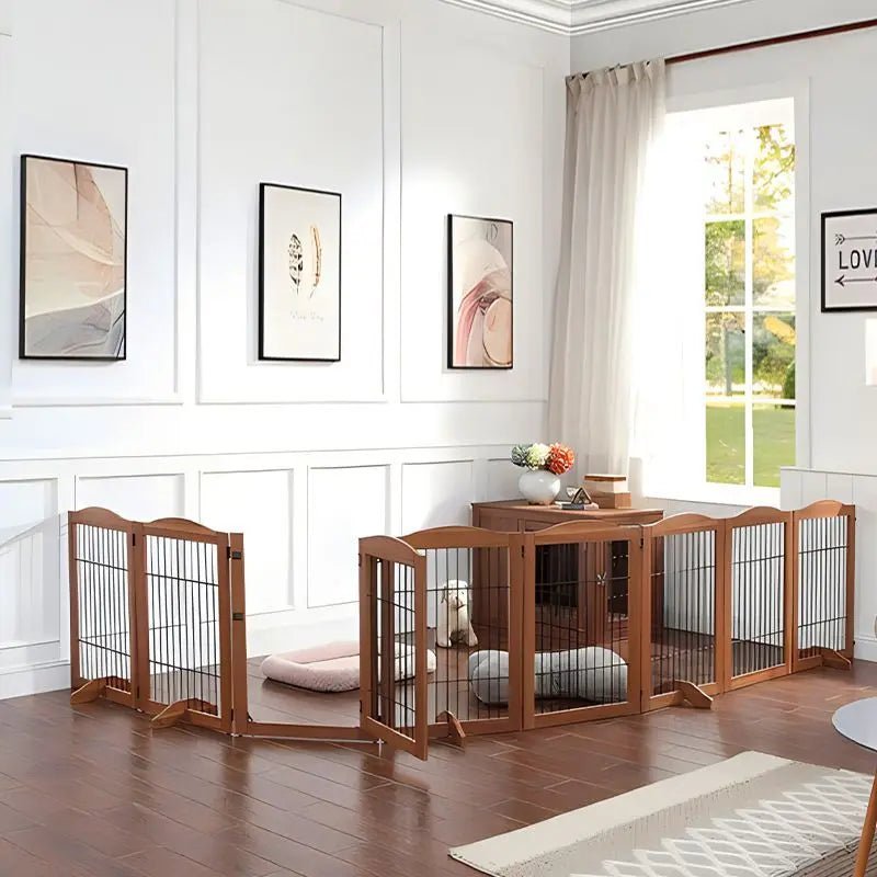 Wooden Pet Fence Dog Fence Freely Combinable Pet Isolation Door Indoor Foldable Dog Cage for Small and Medium Dogs Pet SuppliesHappy TailsHappy Tails