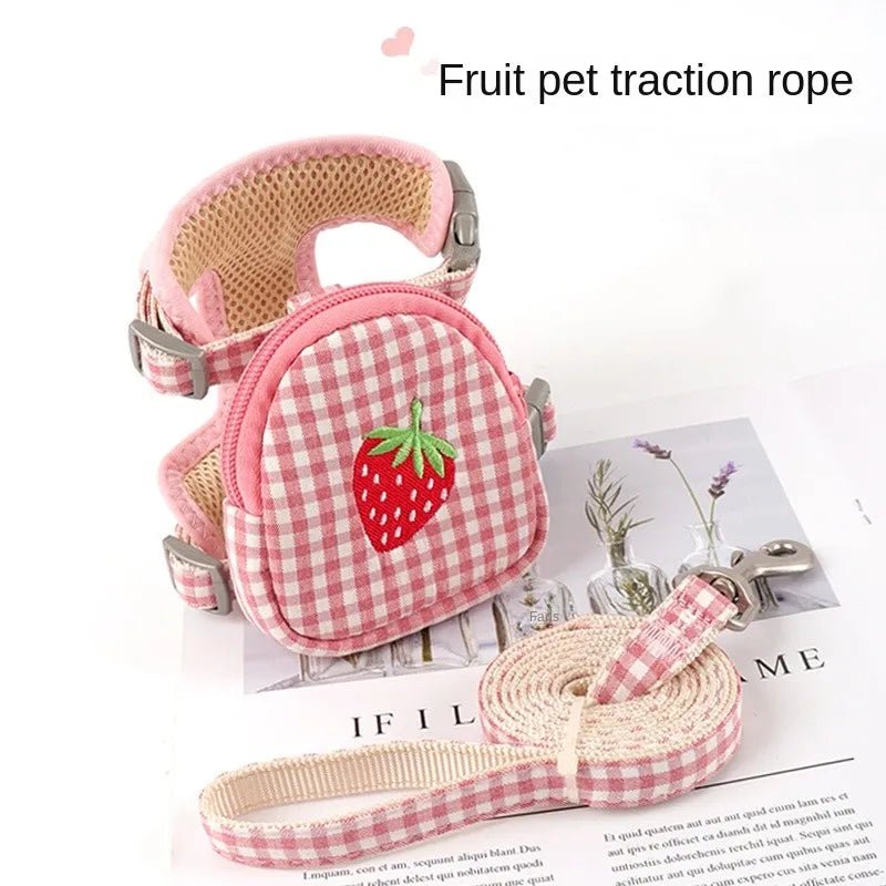 Cat Harness with Backpack Prevent Break Free Breathable Chest Strap Pet Traction Rope Set Teddy Mini Dog Walking Pet SuppliesHappy TailsHappy Tails