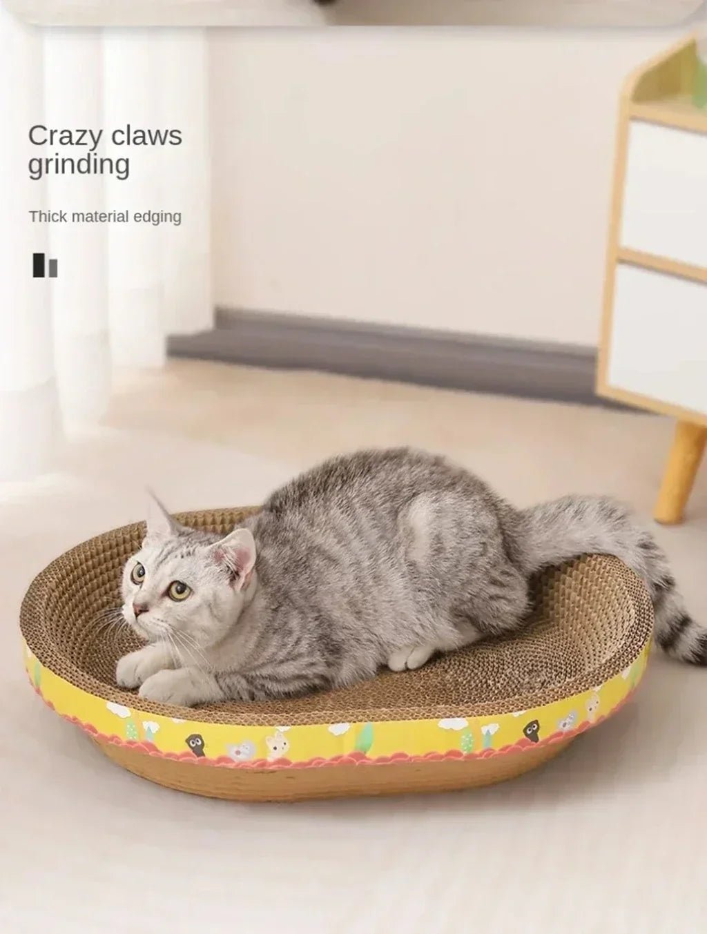Cat Scratching Board Protect Furniture Grinding Claw Toys Oval Corrugated Paper Wear - resistant Cat Nest Cat AccessoriesHappy TailsHappy Tails