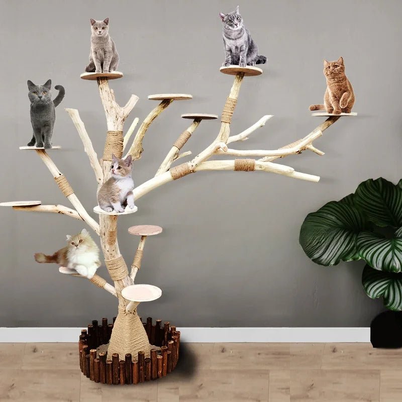 Solid Wood Large Cat Climbing Frame Artificial Tree Integrated Multi - functional Pet Frame Pet House Luxury Full Set of Cat ToysHappy TailsHappy Tails