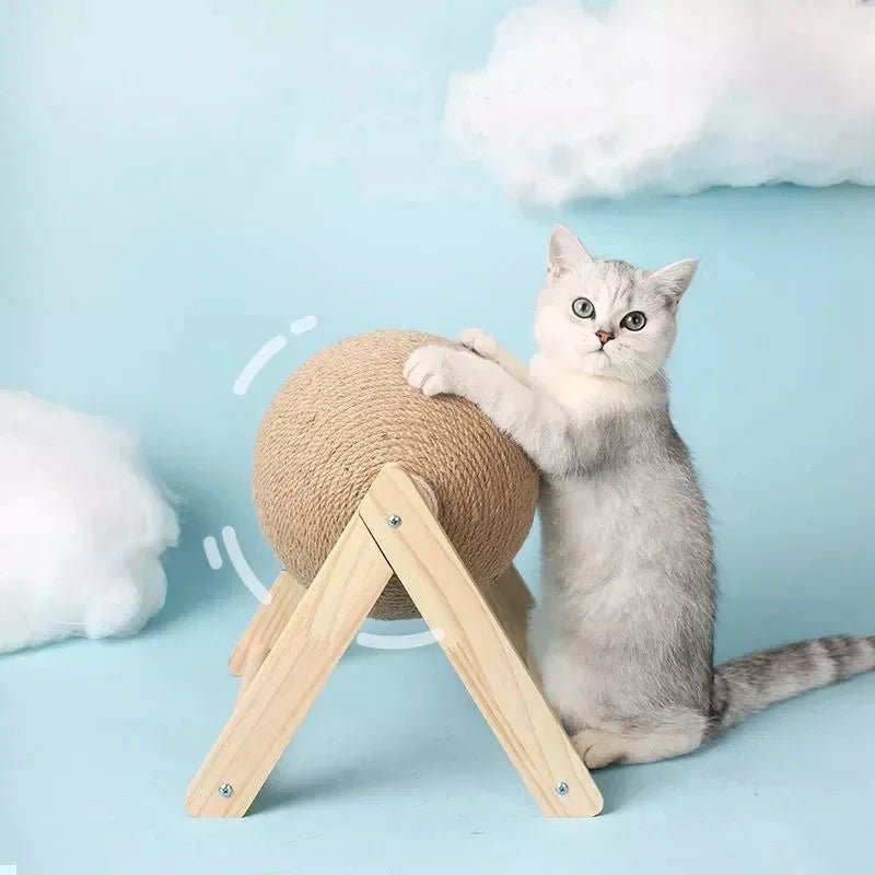 Cat Scratching Ball Wood Stand Pet Furniture Sisal Rope Ball Toys Kitten Climbing Scratcher Grinding Paws Scraper AccessoriesHappy TailsHappy Tails