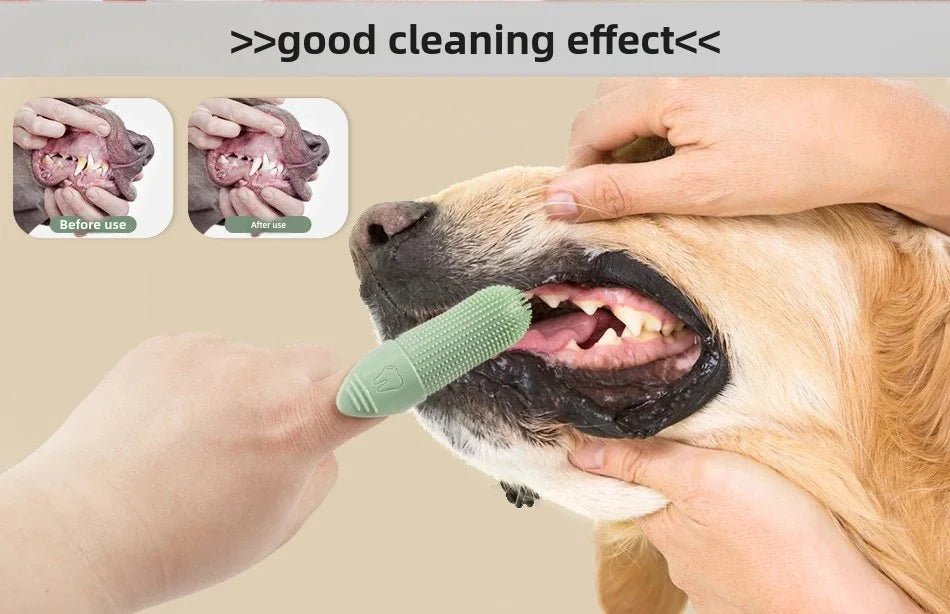 Dog Toothbrush, 360° Cleaning Finger Toothbrush for Dogs, Food Grade Silicone Dog Finger Toothbrush for Dogs & Cats Dental Care - Happy Tails