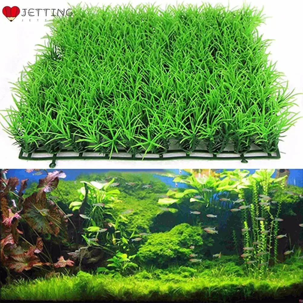 Aquarium Ornaments Artificial Water Plastic Green Grass Plant Lawn Aquatic Aquarium Fish Tank Decor - Happy Tails