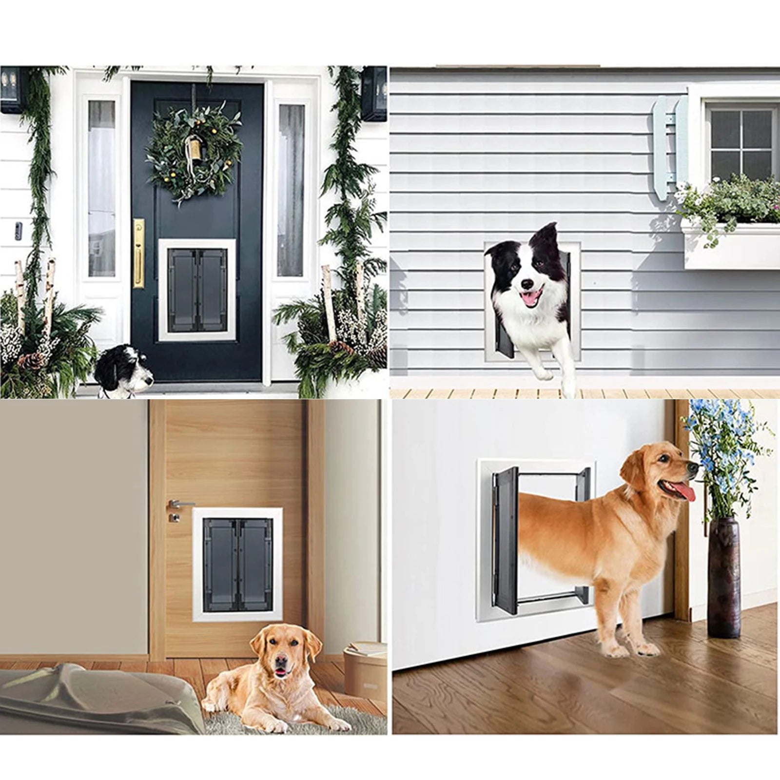 Dogs Door with Flap Heavy Duty Doors Large Aluminum Pet Door Energy Efficient Durable for Exterior Outdoor Indoor Wall DoorHappy TailsHappy Tails