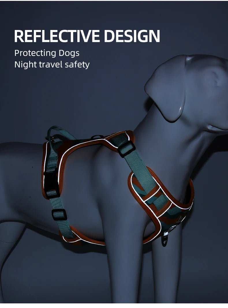Dog Harness,Reflective Soft Padded Everyday Harness with Dual Leash Clips,Adjustable and Lightweight Fit for Training or Walking - Happy Tails