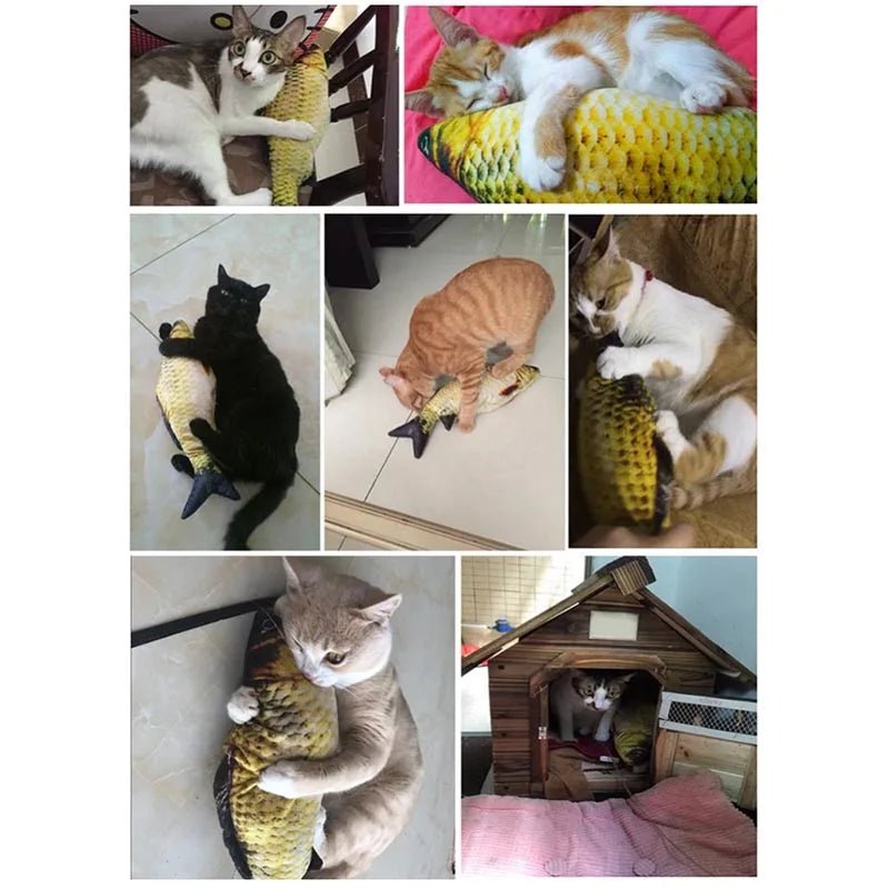 Cat Favor Fish Plush Stuffed Sisal Fish Scratch Board Scratching Toy For Pet Cat Dogs Chasing Training Toys Catnip Cat SuppliesHappy TailsHappy Tails