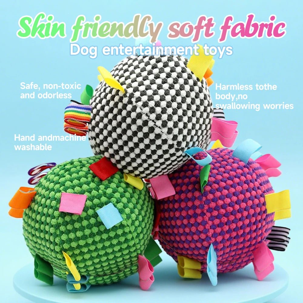 Interactive Ball Dog Toy Suitable for  Chewing Training, Stress Relief, Bite Sound Resistance, Plush tug-of-war Toy three color - Happy Tails