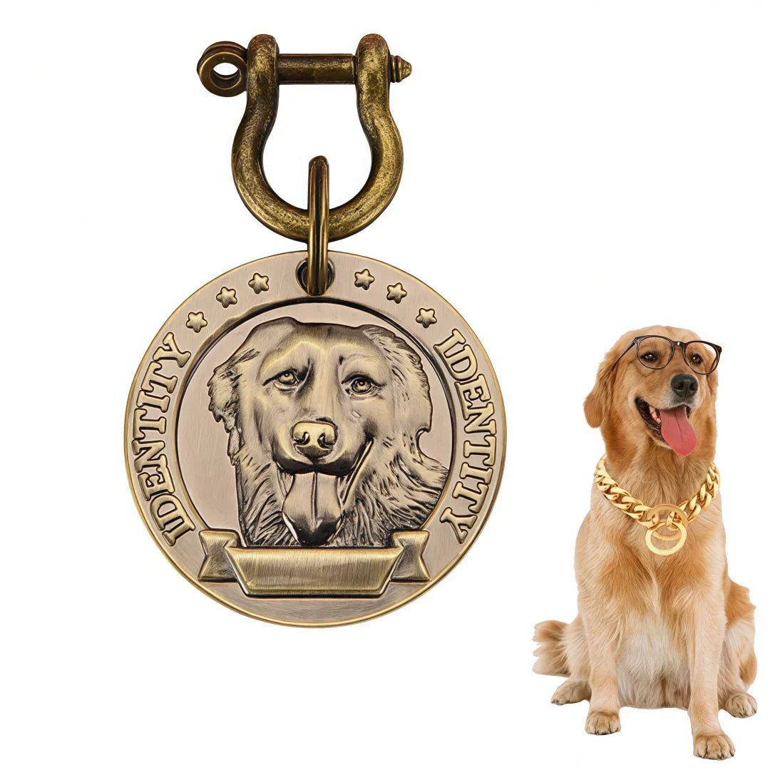 VIP Customizable Engraved Pets ID Tag for Dog Cat Bronze Nameplate Tags Personalized Address Number Dogs Collar ID PendantHappy TailsHappy Tails