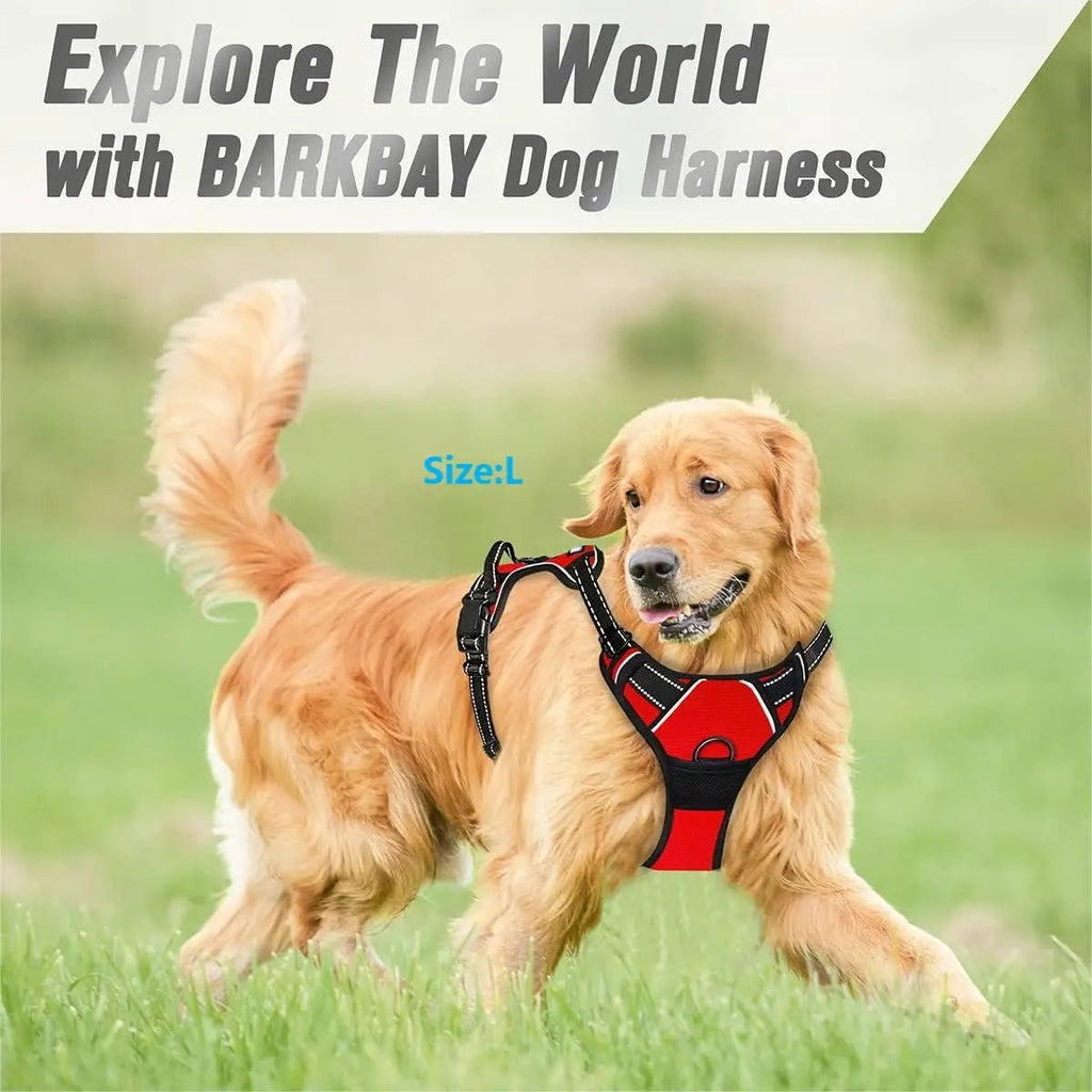 No Pull Dog Harness Front Clip Heavy Duty Reflective Easy Control Handle for Large Dog Walking - Happy Tails
