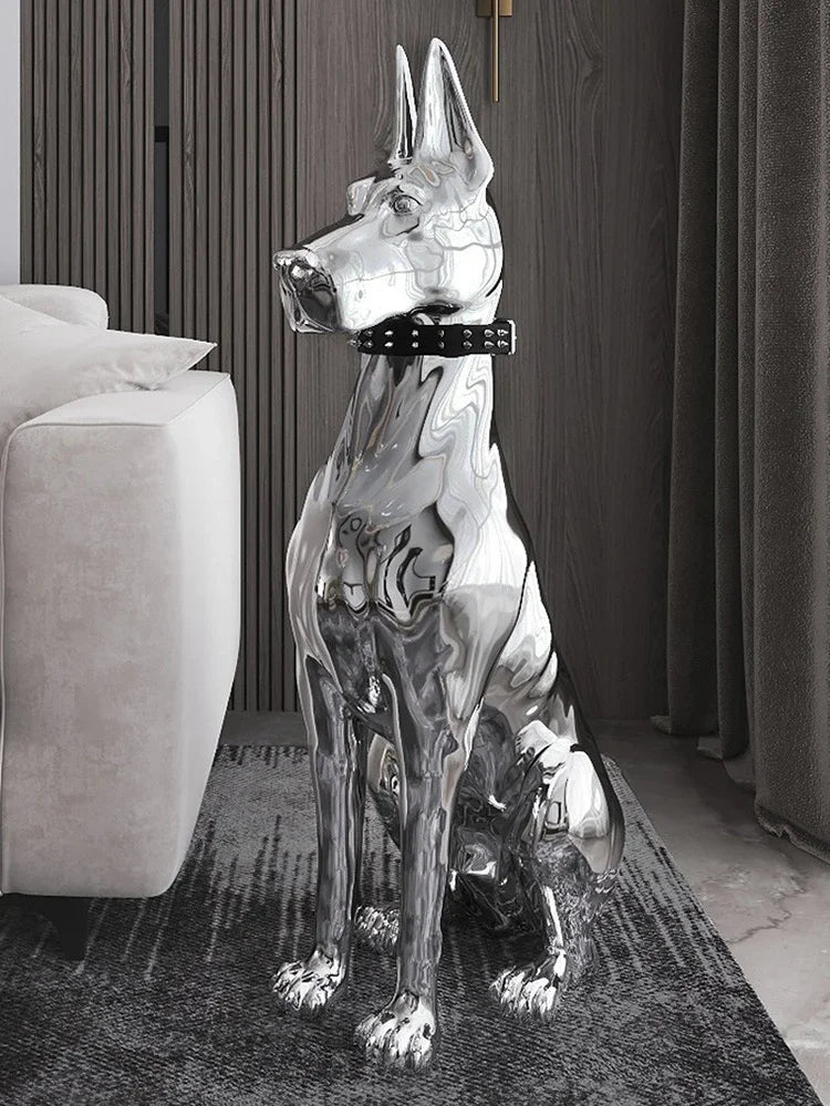 Dog Sculptures Statue Large Luxury Creative Figurines Modern Nordic Figurine Living Room Sculpture Sofa Beside Home DecorationHappy TailsHappy Tails