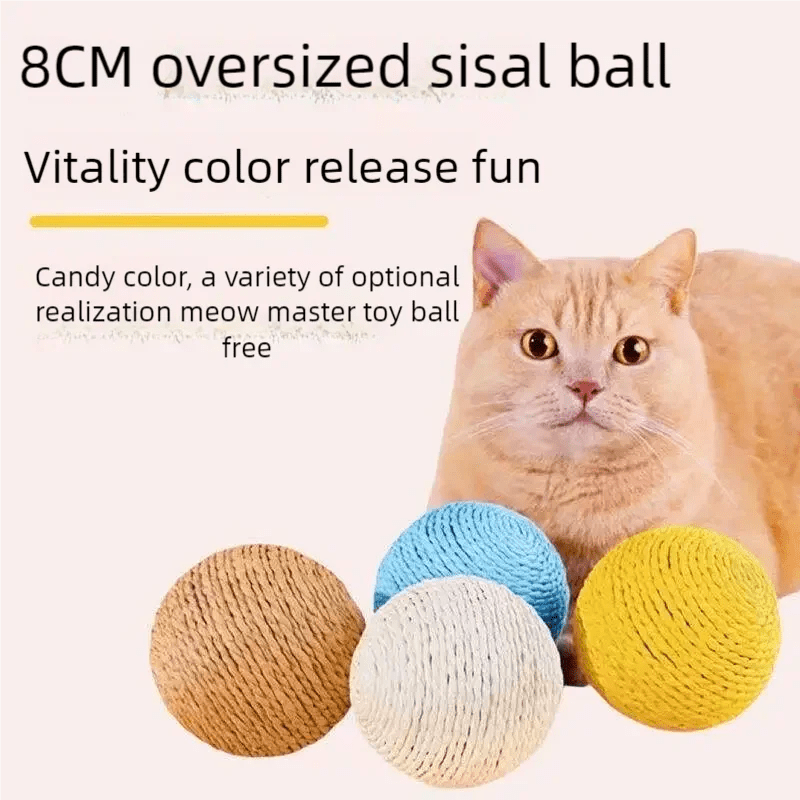 8cm Cat Scratching Ball Interactive Cat Toys Bite Resistant Kitten Chasing Ball Pet Sounding Toys for Cats with Cat AccessoriesHappy TailsHappy Tails