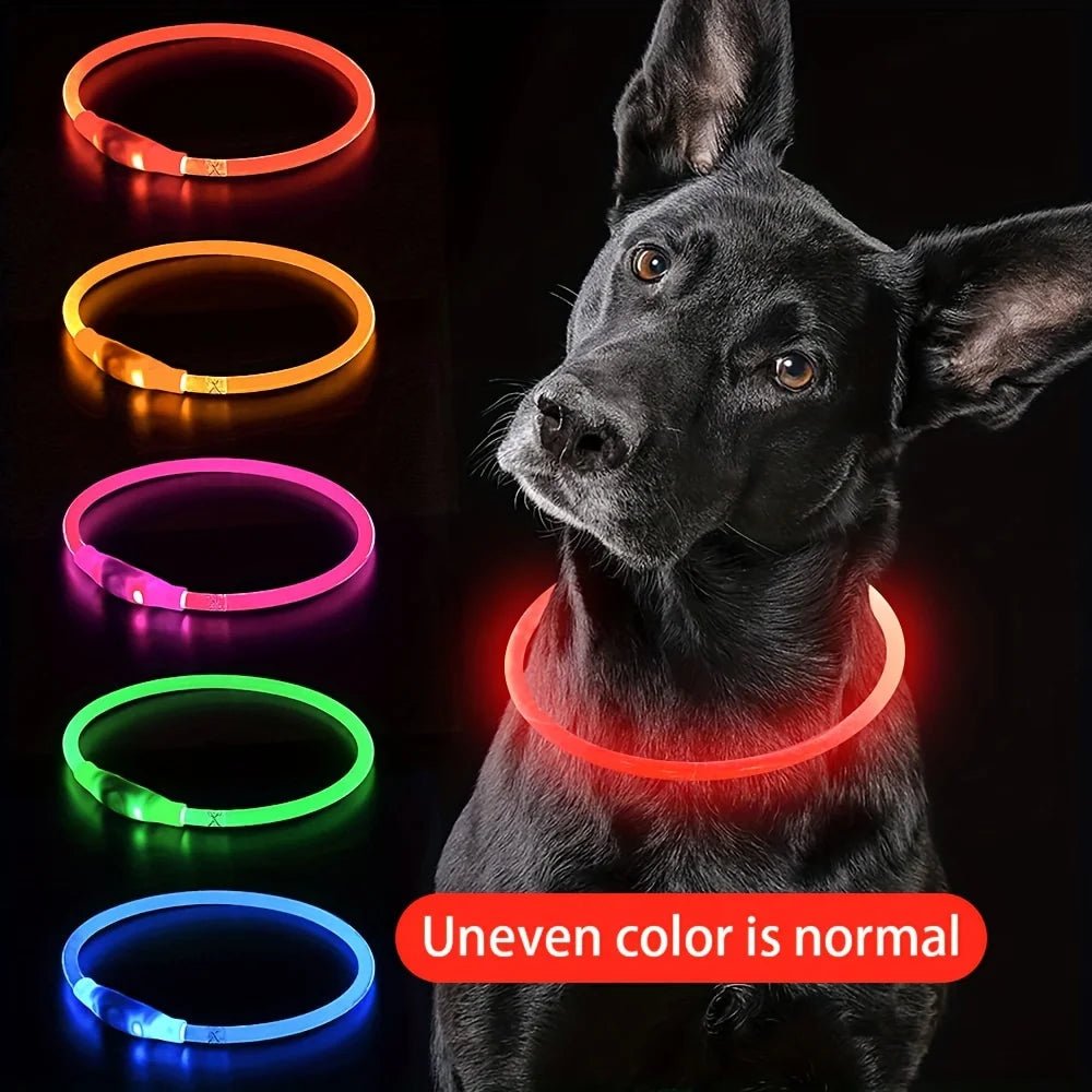 Pet Dog LED Light Collar Luminous Anti-Lost Dog Collar USB Rechargeable Dog Necklace Collar - Happy Tails