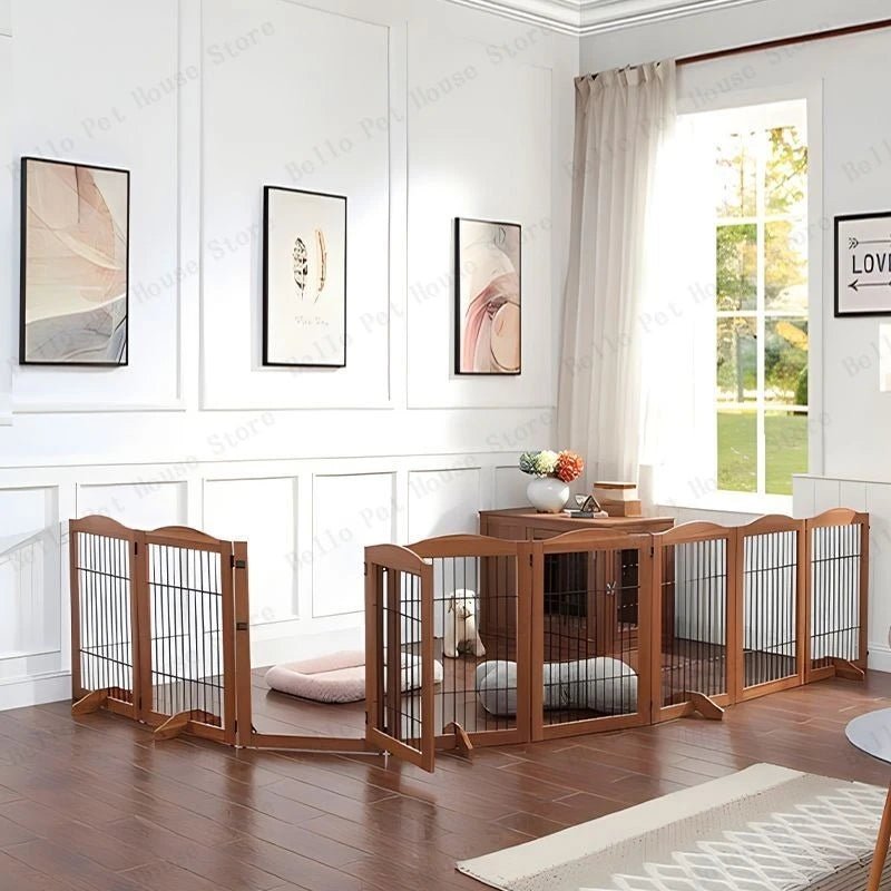 Wooden Pet Fence Dog Fence Freely Combinable Pet Isolation Door Indoor Foldable Dog Cage for Small and Medium Dogs Pet SuppliesHappy TailsHappy Tails