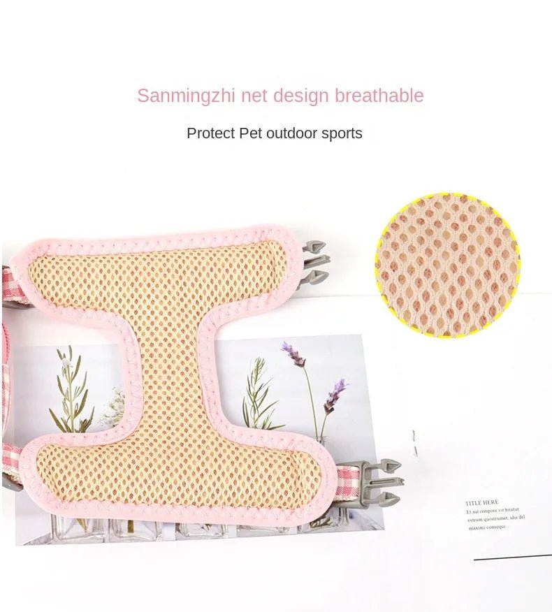 Cat Harness with Backpack Prevent Break Free Breathable Chest Strap Pet Traction Rope Set Teddy Mini Dog Walking Pet Supplies - Happy Tails