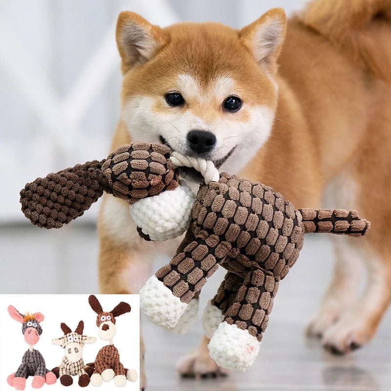 Donkey Dog Toys for Large Dogs Plush Stuffed Dog Toys for Aggressive Chewers Stuffed Dog Toys Durable Squeaky Puppy Chew ToysHappy TailsHappy Tails