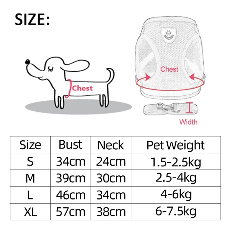 Dog Harness Walking Lead Leash For Small Dogs Collar Polyester Adjustable Mesh Puppy Cat Harness Vest For Medium Pet Accessories - Happy Tails