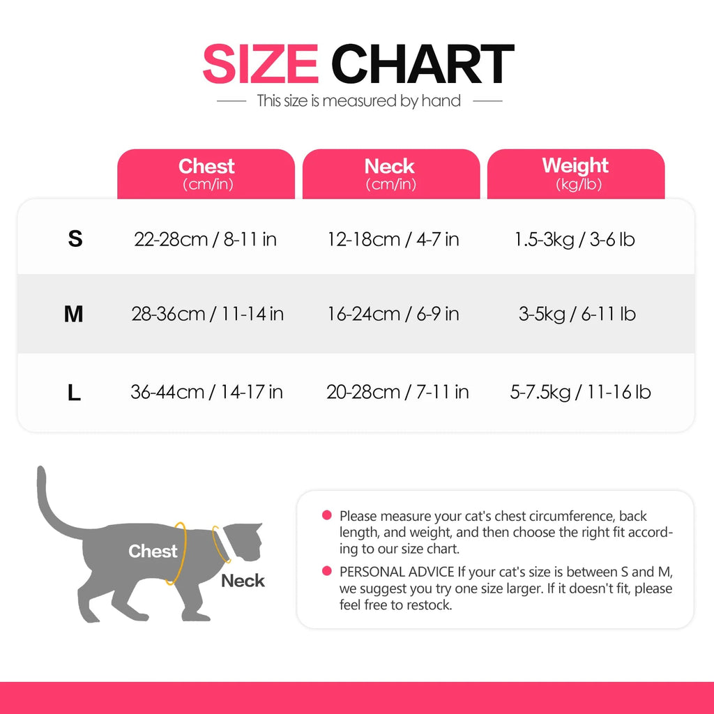 Cat Harness-Escape Proof Adjustable Cat Harness,Comfortable Soft,Walking Travel Kitten Harness for Small Medium Large Cats - Happy Tails