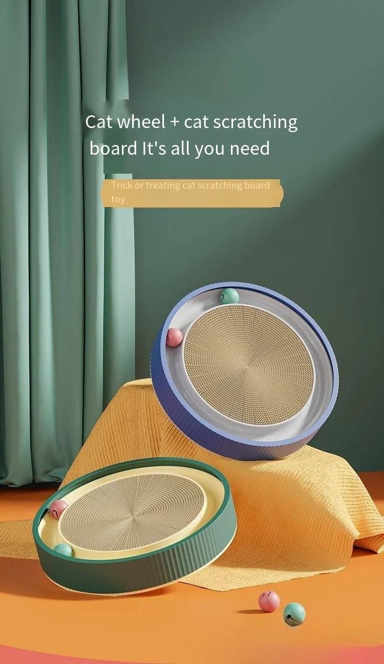 Round Cat Scratching Board Anti Cat Scratcher with Ball Pet Cat Toys Funny Sharpen Nails Scraper Can Replace Nest For Cats - Happy Tails
