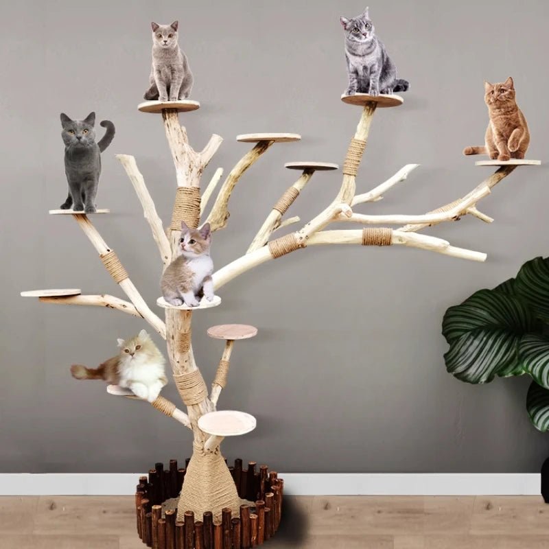 Cat Climbing Cat Nest Cat Tree Scratching Post Twine Solid Wood Pet Products Supplies Scratchers Furniture Multi - Level PlushHappy TailsHappy Tails