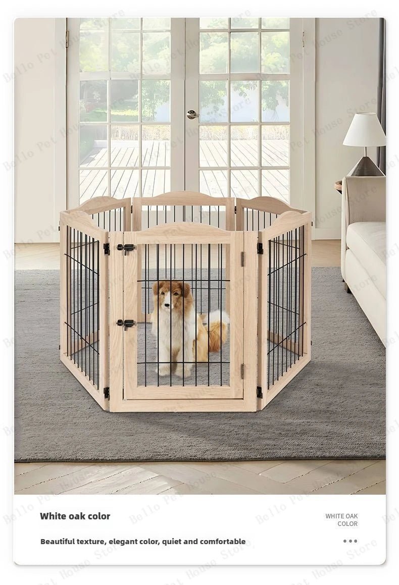 Wooden Pet Fence Dog Fence Freely Combinable Pet Isolation Door Indoor Foldable Dog Cage for Small and Medium Dogs Pet SuppliesHappy TailsHappy Tails