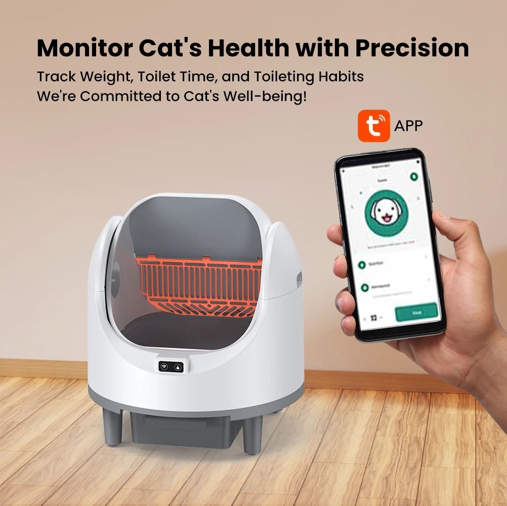 Smart Self-Cleaning Cat Litter Box with WIFI Control and MatHappy TailsHappy Tails