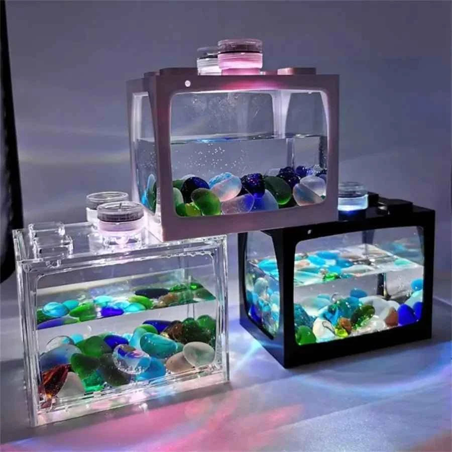 Creative Combinable Ecological Small Fish Tank Mini Aquarium Betta Fishbowl Ant Box Crawler Box DIY Aquarium Landscaping - Happy Tails