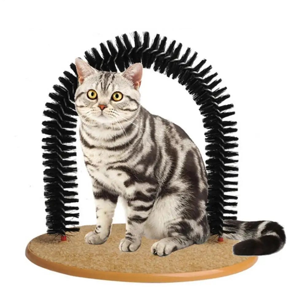 Cat Arch Self Groomer Massager Toy Cat Toys Pet Kitten Scratcher Toys Fur Grooming Cat Brush Shedding With Scratch Pad - Happy Tails