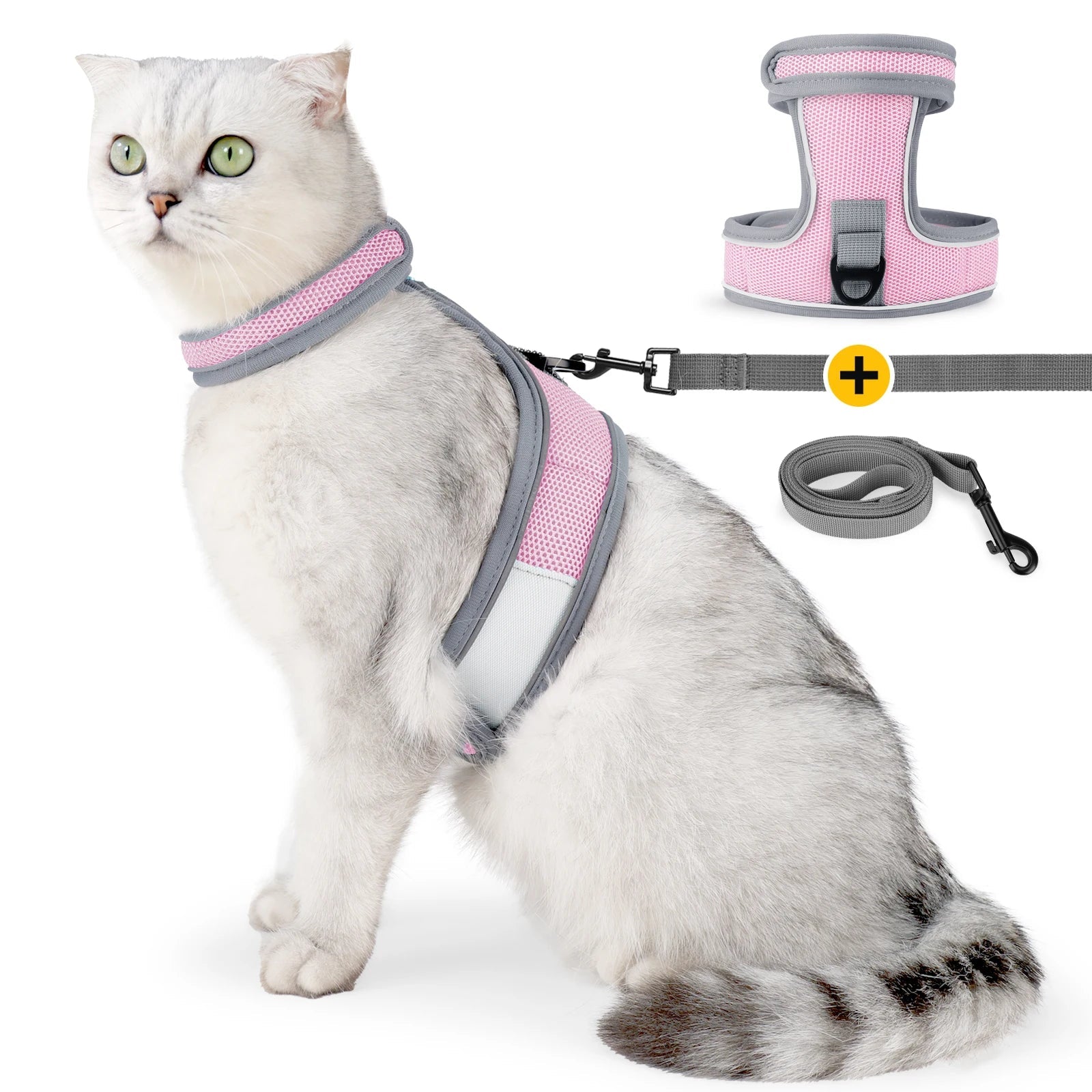 Cat Harness - Escape Proof Adjustable Cat Harness,Comfortable Soft,Walking Travel Kitten Harness for Small Medium Large CatsHappy TailsHappy Tails
