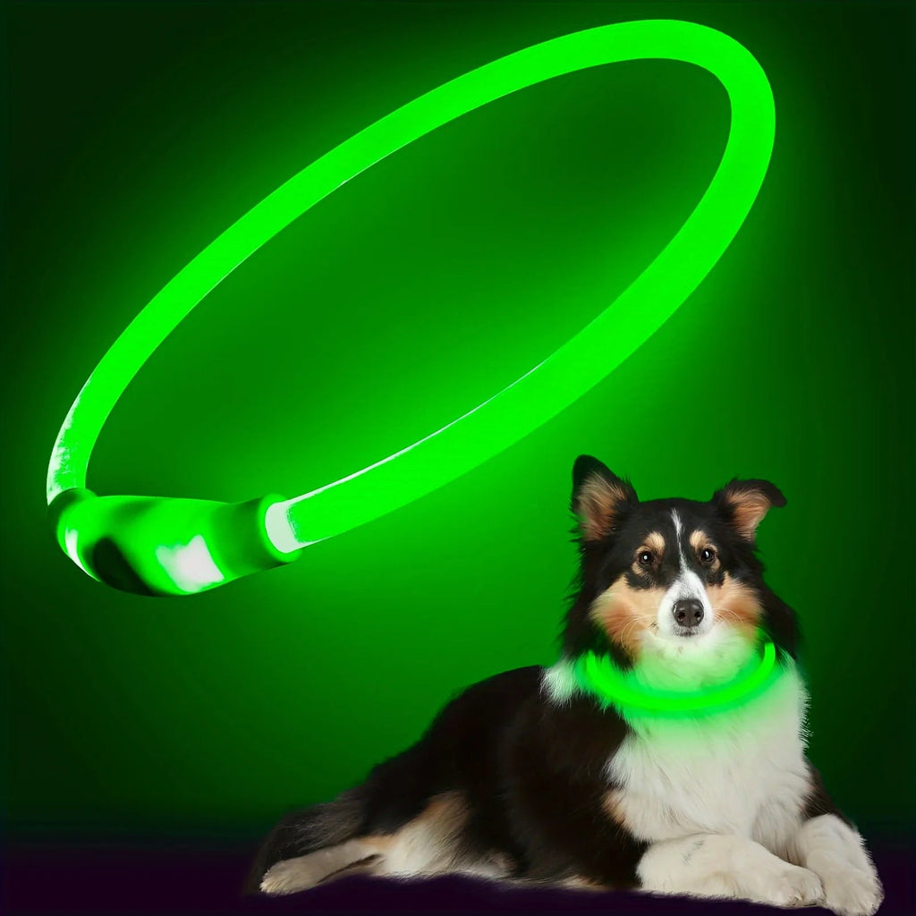 Pet Dog LED Light Collar Luminous Anti-Lost Dog Collar USB Rechargeable Dog Necklace Collar - Happy Tails