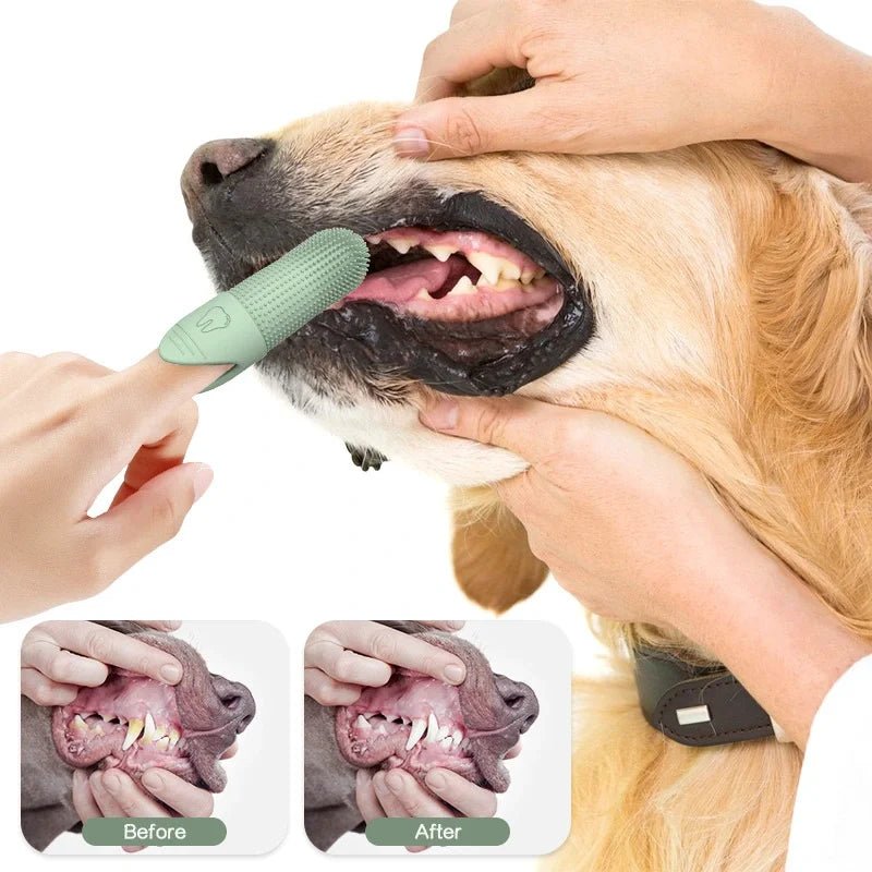 Dog Toothbrush, 360° Cleaning Finger Toothbrush for Dogs, Food Grade Silicone Dog Finger Toothbrush for Dogs & Cats Dental Care - Happy Tails