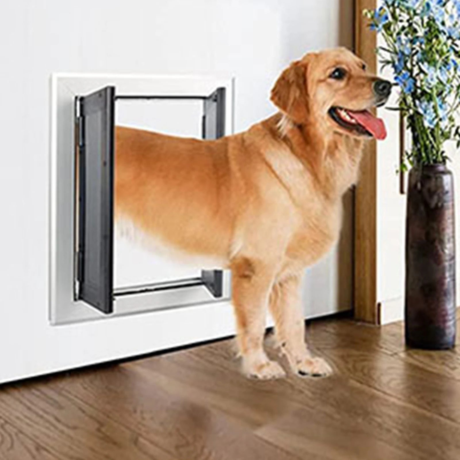 Dogs Door with Flap Heavy Duty Doors Large Aluminum Pet Door Energy Efficient Durable for Exterior Outdoor Indoor Wall DoorHappy TailsHappy Tails