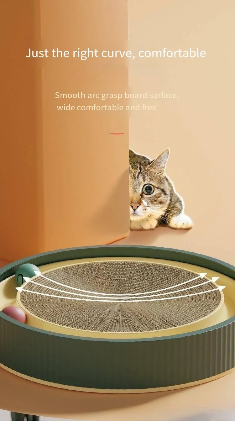 Round Cat Scratching Board Anti Cat Scratcher with Ball Pet Cat Toys Funny Sharpen Nails Scraper Can Replace Nest For Cats - Happy Tails