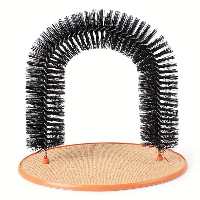 Cat Toy Arch Self Groome Pamper Feline with A Massage Grooming Rubbing Brush with Scratching Pad Toy for Cats Interactive ToysHappy TailsHappy Tails