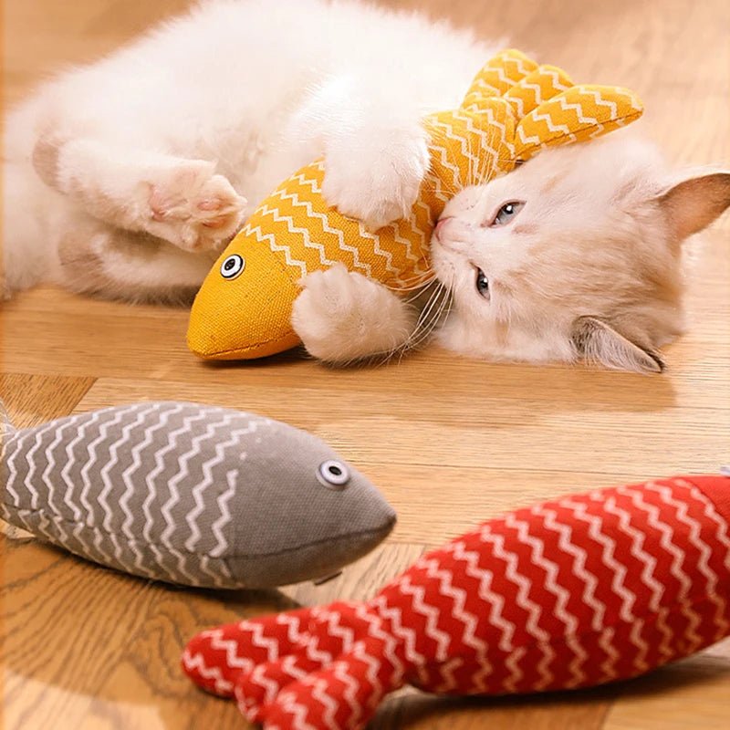 Cat Fish Toy Cat Scratcher Catnip Toy Interactive Simulation Fish Cat Mint Fidget Toys Stuffed Playing Toy For Cat KittenHappy TailsHappy Tails