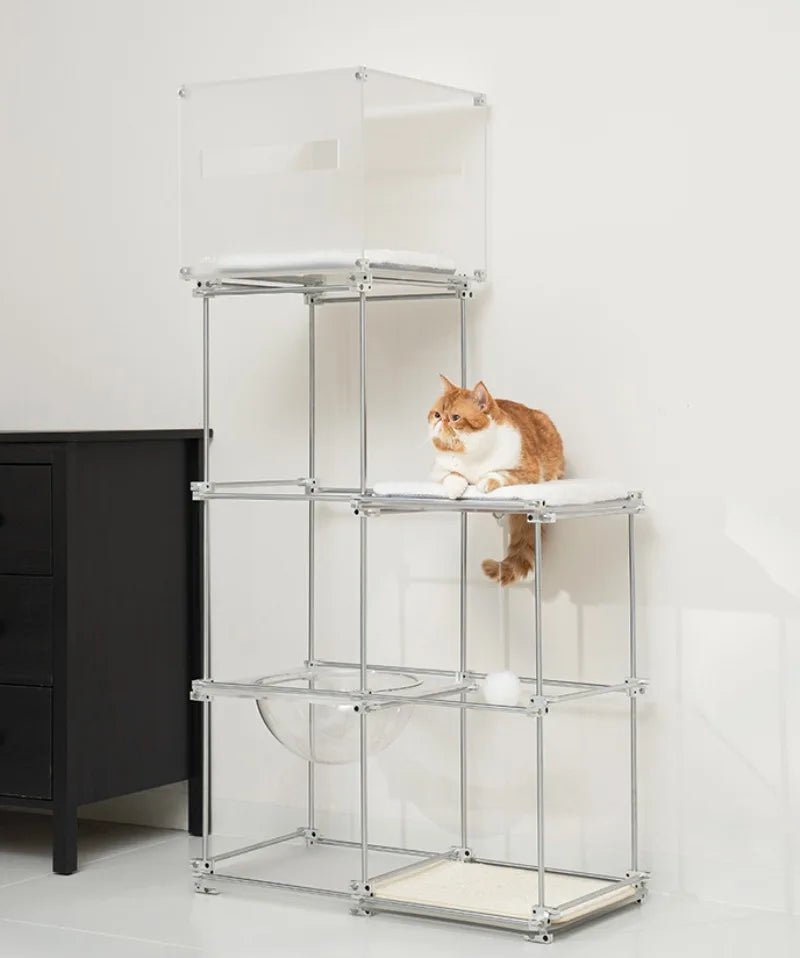 Multi Functional 4 Layers Trees Cat Climbing Frame Stable Acrylic Cat Nest House Cats Scratcher Board Sisal Pet Accessories - Happy Tails