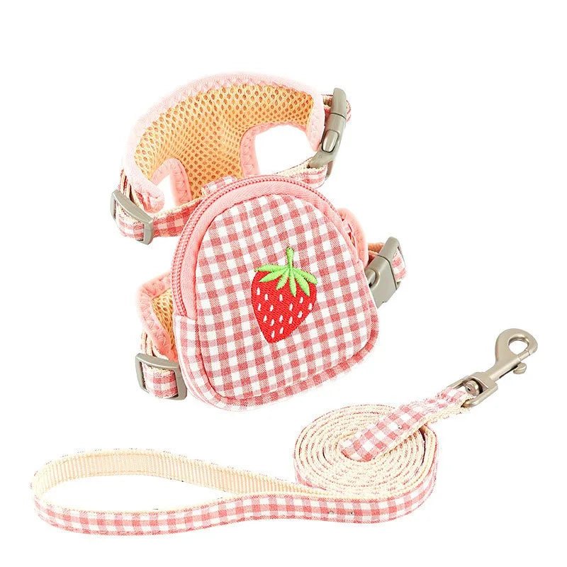 Cat Harness with Backpack Prevent Break Free Breathable Chest Strap Pet Traction Rope Set Teddy Mini Dog Walking Pet Supplies - Happy Tails