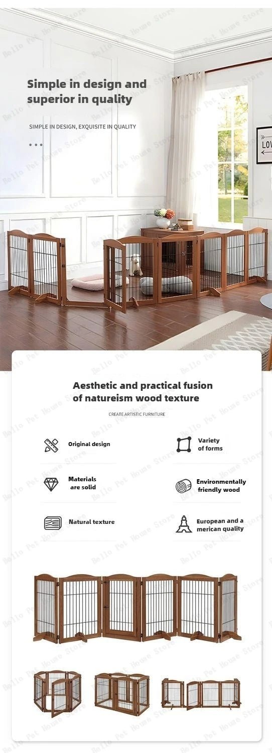 Wooden Pet Fence Dog Fence Freely Combinable Pet Isolation Door Indoor Foldable Dog Cage for Small and Medium Dogs Pet SuppliesHappy TailsHappy Tails
