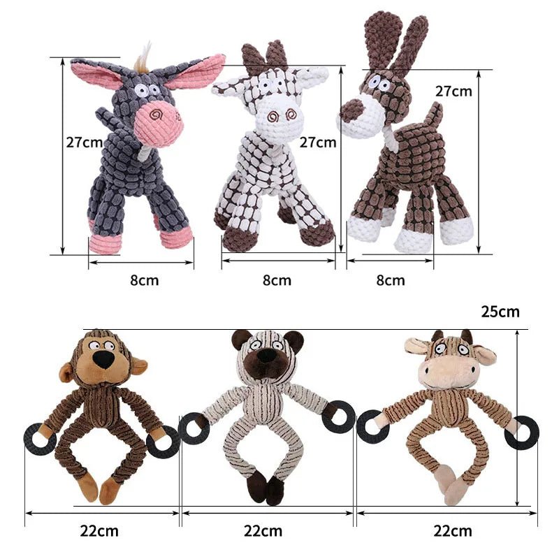 Donkey Dog Toys for Large Dogs Plush Stuffed Dog Toys for Aggressive Chewers Stuffed Dog Toys Durable Squeaky Puppy Chew Toys - Happy Tails