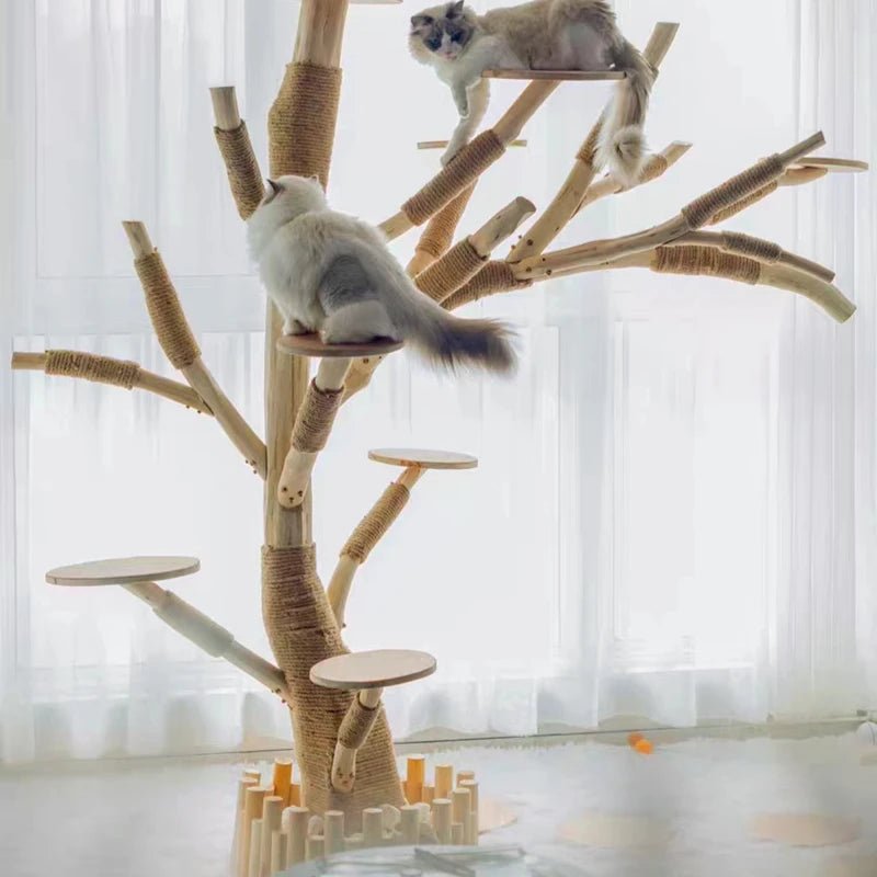 Cat Climbing Cat Nest Cat Tree Scratching Post Twine Solid Wood Pet Products Supplies Scratchers Furniture Multi-Level Plush - Happy Tails